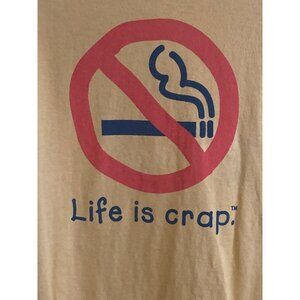 VTG Life Is Crap Top T Shirt Tee SS No Smoking Gold Men XL